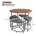 Ver imagem 2 de Mesa Sala de Jantar Redonda com 4 Banquetas Estofadas Canela/preto Fosco
