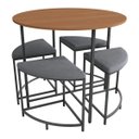 Ver imagem 4 de Mesa Sala de Jantar Redonda com 4 Banquetas Estofadas Canela/preto Fosco