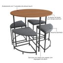 Ver imagem 3 de Mesa Sala de Jantar Redonda com 4 Banquetas Estofadas Canela/preto Fosco