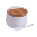 Ver imagem 2 de Saleiro de Mesa de Cerâmica com Tampa de Bambu e Colher Bianco 10cm X 9,5cm X 9,5cm - Lyor