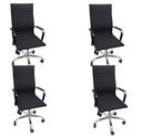 Ver imagem 1 de Kit 4 Cadeiras Escritório Presidente Esteirinha Rodízio Relax Corino 3301 Preto