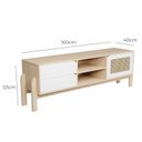 Ver imagem 3 de Rack Bancada para Tv até 60 Polegadas 1 Porta 2 Gavetas 2 Nichos Iquique - Naturale / Branco