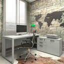 Ver imagem 2 de Mesa de Escritório Diretor em L Industrial 170cm Pés Metal