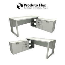 Mesa de Escritório Diretor em L Industrial 170cm Pés Metal - 4