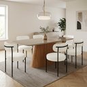 Ver imagem 1 de Mesa Jantar Vidro 160cm Off Kit 6 Cadeiras Aço Preto Boucle Ted H02 - D'Rossi