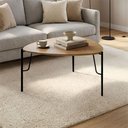 Ver imagem 1 de Mesa de Centro Bend Triangular MDF Aço 89cm Louro com Pés Pretos