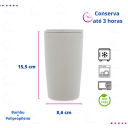 Copo Térmico De Bambu Ecológico Com Tampa Café Leite 500ml - 2