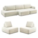 Ver imagem 1 de Conjunto Sala de Estar 1 Sofá Retrátil Modulado 402cm e 2 Poltronas Santiago Bouclê Branco G89 - Gra