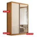 Ver mais imagens de Guarda-Roupa Casal 100% MDF com Espelho 2 Portas de Correr 3 Gavetas Marrom Off-White Linha London