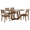 Ver imagem 1 de Mesa de Jantar Bromelia com 4 Cadeiras Estofadas Kiwi Corino Kaki Natuem