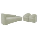 Ver imagem 1 de Kit Sofá Curvo França 180cm Ld. e 2 Poltronas Luiza Max Conforto, Bouclé Verde Oliva