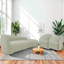 Ver imagem 2 de Kit Sofá Curvo França 180cm Ld. e 2 Poltronas Luiza Max Conforto, Bouclé Verde Oliva