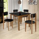 Ver imagem 1 de Mesa Cadeiras 90cm Estofado Mdf Pinus P/ Ambientes Pequenos:preto