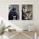 Ver imagem 1 de Kit 2 Quadros Banheiro Divertido do Darth 45x34cm - com Vidro:moldura Branca