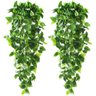 2 Galhos Folhagem Pendente de Hera 90cm Trepadeira Verde - 1