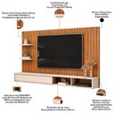 Ver imagem 4 de Painel Ripado Tv 60 Pol com Bancada Suspensa 179cm Joan D05 Freijó Off White - Lyam Decor