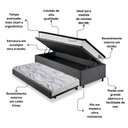 Ver imagem 5 de Bicama Box Baú Linho Cinza 88x188 com Colchão Molas Ensacadas Cama Inhouse Ecoflex