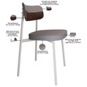 Ver imagem 7 de Kit 06 Cadeiras Estofada para Sala de Jantar Astrid Branco C01 Linho Cinza Courino Whisky - Lyam