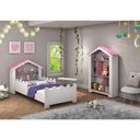 Ver imagem 2 de Conjunto de Quarto Princesa com Cama, Estante e Colchão Branco-rosa - Vitamov