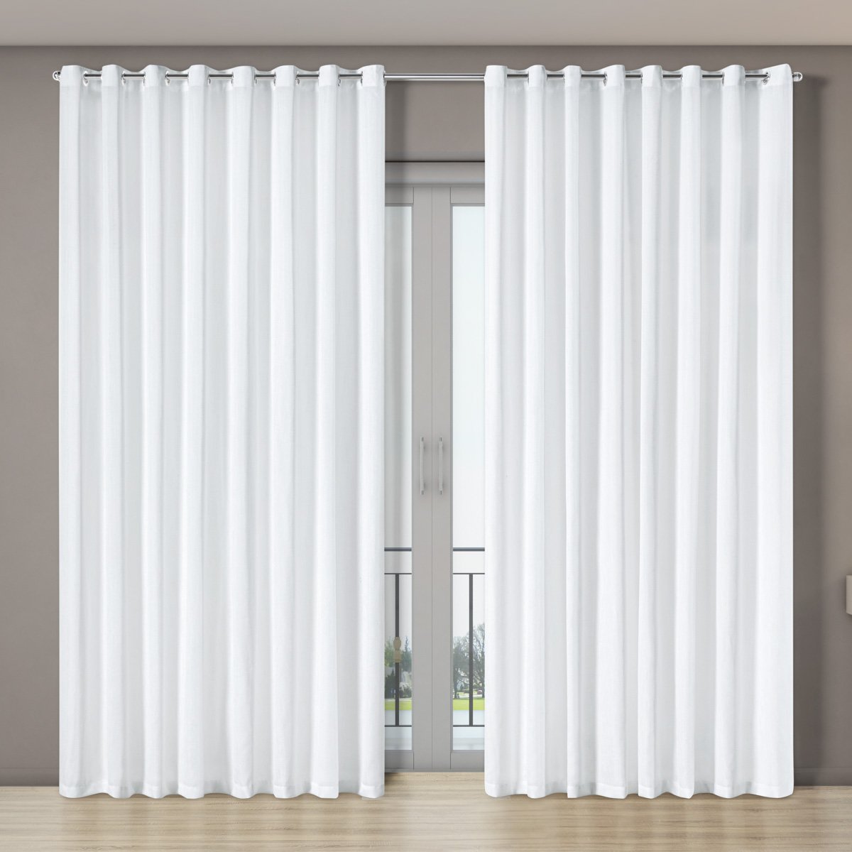 Cortina Voil Gaze Linho 4,00m X 2,70m para Porta Balcão Sala Quarto Moderno Cores Neutras Branco