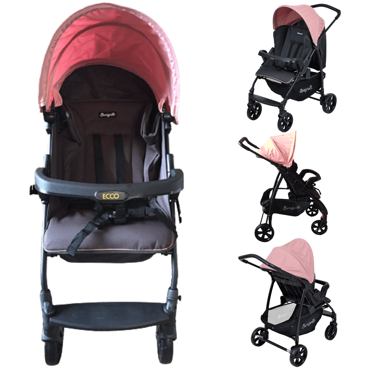 Carrinho de Bebe Bebe Conforto Moises Burigotto Ecco CZ Rosa - 2