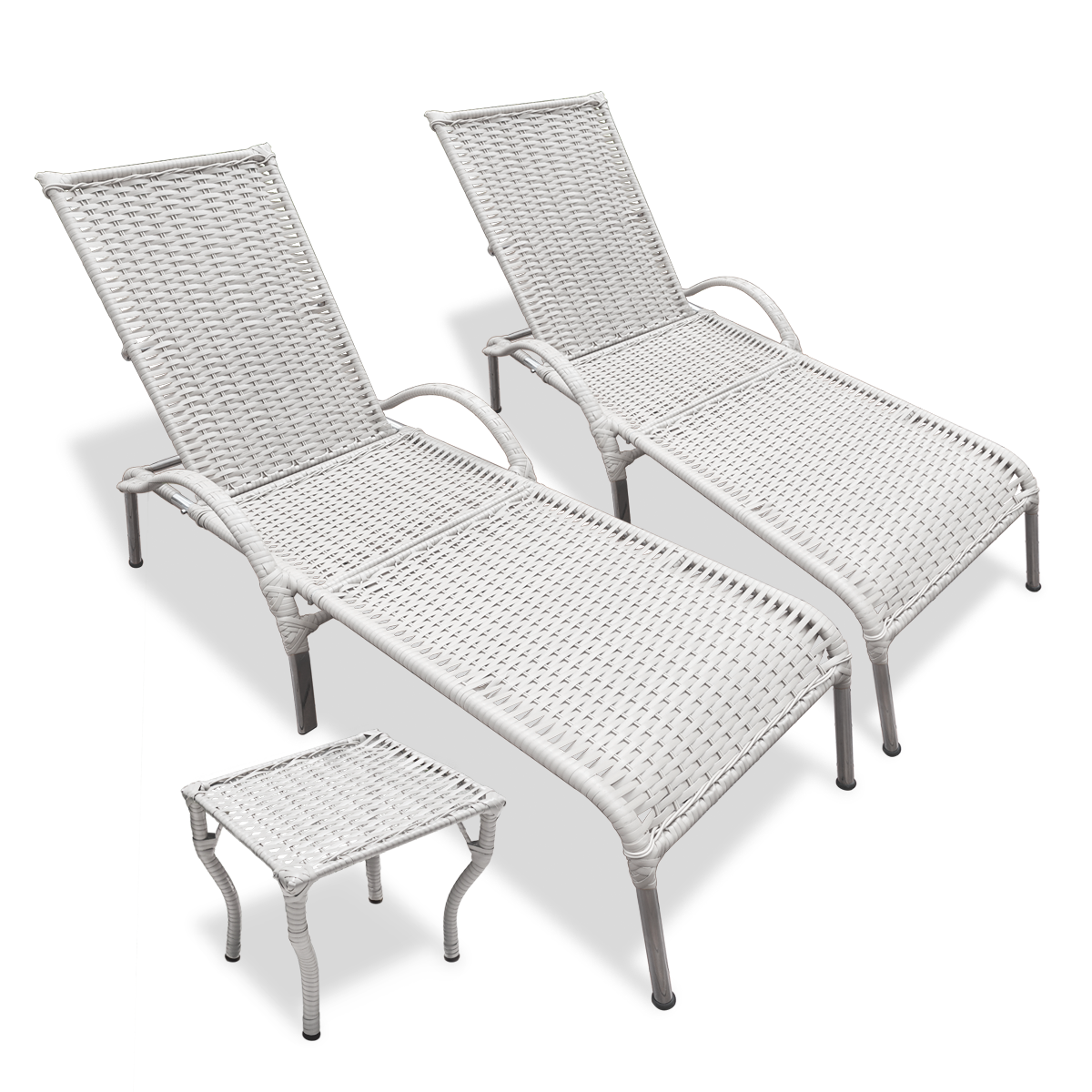2 Cadeiras Fibra Sintética Regulável P/ Varanda Julia + Mesa Cor:branco - 1