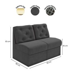Sofá 2 Lugares Suede Pequeno Espuma D28 90x85x80:cinza - 2 Sofá 2 Lugares Suede Pequeno Espuma D28 90x85x80:cinza - 2