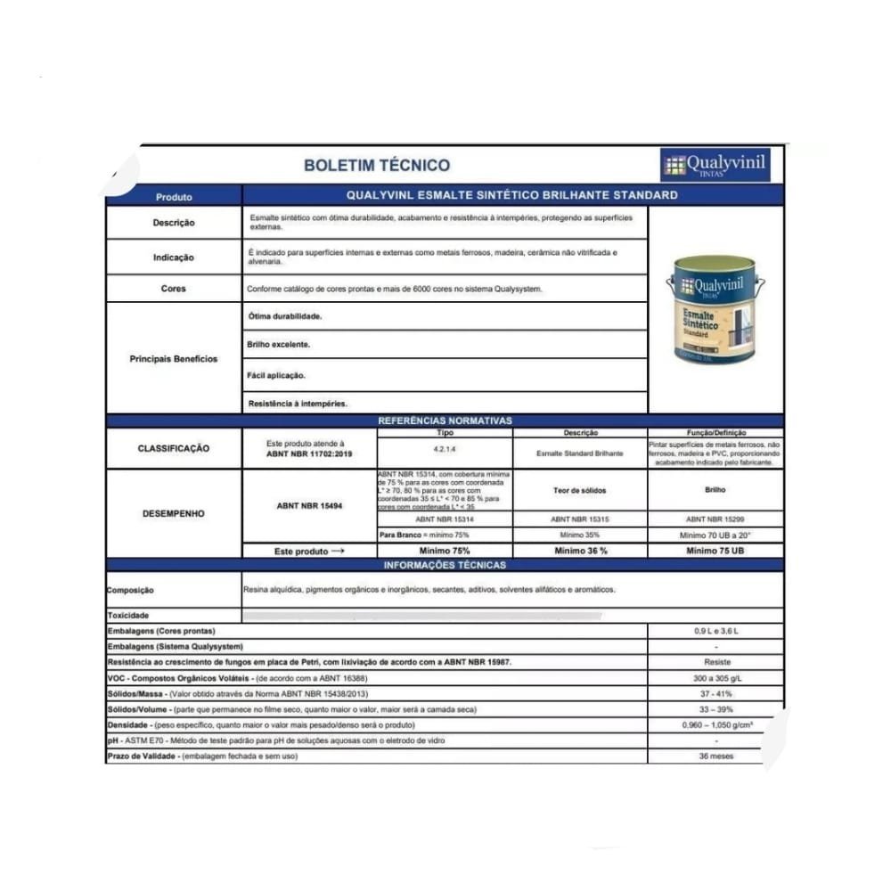 Tinta Esmalte Sintético Standard de 3.6lts Qualyvinil - 4