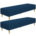Ver imagem 1 de Kit 02 Puffs Decorativo Sala de Estar Bali W01 Pés Palito 170x60cm Suede Azul Marinho - Lyam Decor