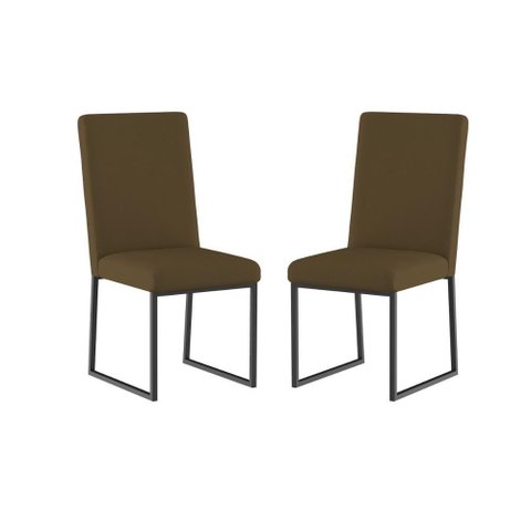 Kit 2 Cadeiras para Mesa de Jantar Base Industrial Preto Balaqui Marrom