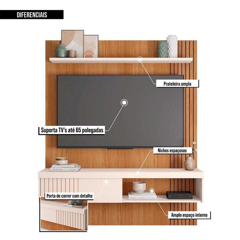 Painel para Tv 55 Polegadas Marrom Moon Caemmun - 7