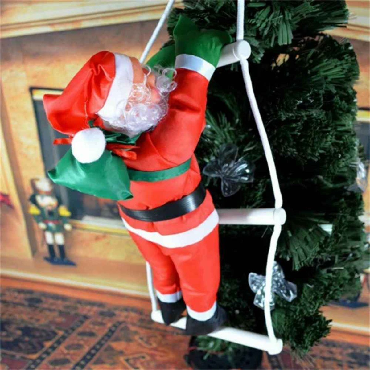 Papai Noel Subindo Escada Escalador Natal Decoração Chaminé - 5