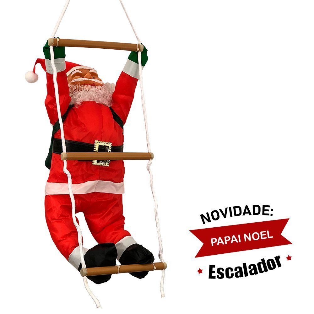 Papai Noel Subindo Escada Escalador Natal Decoração Chaminé - 2