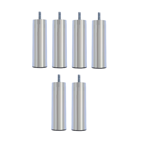 Kit 6 Pés Cama Box Solteiro ou Bipartida Tubo Cromado 13cm