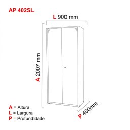 Armário 2 Portas com Chave 5 Prateleiras Aço AP402MU  - 5