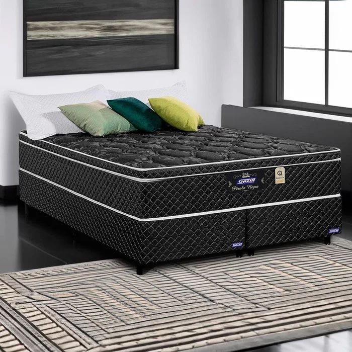 Colchão Gazin Pérola Negra Queen Size 1,58 - Mola Ensacada 32cm