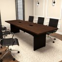 Ver imagem 1 de Mesa de Reunião 2,70m 8 Pessoas para Escritório com 2 Caixas de Tomadas Corporate F5 Marrom/Marsala/Preto