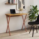 Ver imagem 2 de Mesa Home Office X 120x60 com Estrutura em Ferro para Computador - Ferro Cobre Tampo Freijó