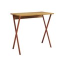 Ver imagem 1 de Mesa Home Office X 120x60 com Estrutura em Ferro para Computador - Ferro Cobre Tampo Freijó