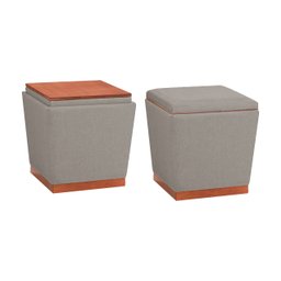 Puff Decorativo Retrô - Tecido Cinza Grafite - 1