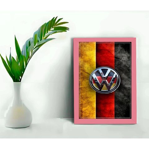 Quadro Decorativo Vw Alemã Sala Escritório Loja+vidro 33x25:rosa