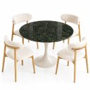 Ver imagem 3 de Mesa de Jantar Saarinen Redonda 150 cm Tampo Mármore Verde Guatemala Base Laca Branca