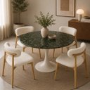 Ver imagem 4 de Mesa de Jantar Saarinen Redonda 150 cm Tampo Mármore Verde Guatemala Base Laca Branca