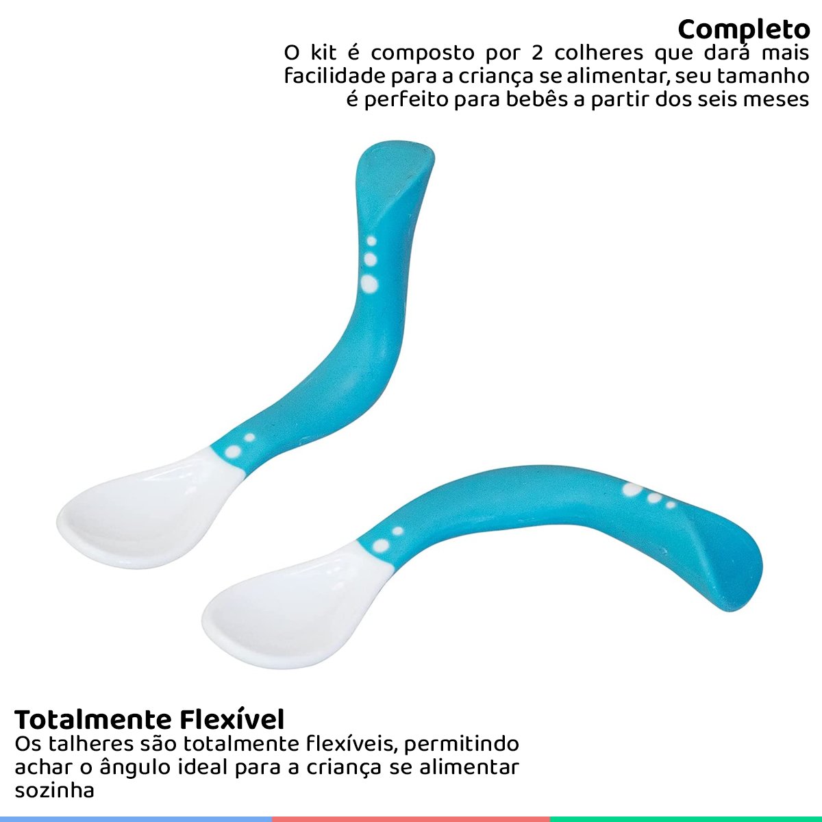 Colher Adaptada Kit 2 Unidades Colher Flexível Talheres Articuláveis Para Bebê ...