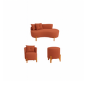 Ver imagem 1 de Kit Decorativo Sofá Curvo Orgânico + 01 Puff e Poltrona Luna Boucle Terracota - Montanaris Decor