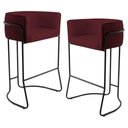 Ver imagem 1 de 2 Banquetas Base Aço Preto Betina B-278 Veludo Marsala Domi