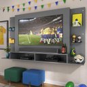 Ver imagem 1 de Painel Tv 60" Com Prateleiras De Vidro Brasil Multimóveis Br2739 Grafite