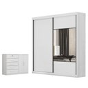 Ver imagem 1 de Guarda Roupa Casal Sienna com Espelho e Cômoda Seul Neve - Novo Horizonte