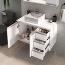 Ver imagem 4 de Conjunto Gabinete Banheiro Prisma 80cm Gabinete + Cuba + Espelheira Branco Inteiro