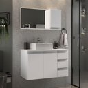 Ver imagem 1 de Conjunto Gabinete Banheiro Prisma 80cm Gabinete + Cuba + Espelheira Branco Inteiro